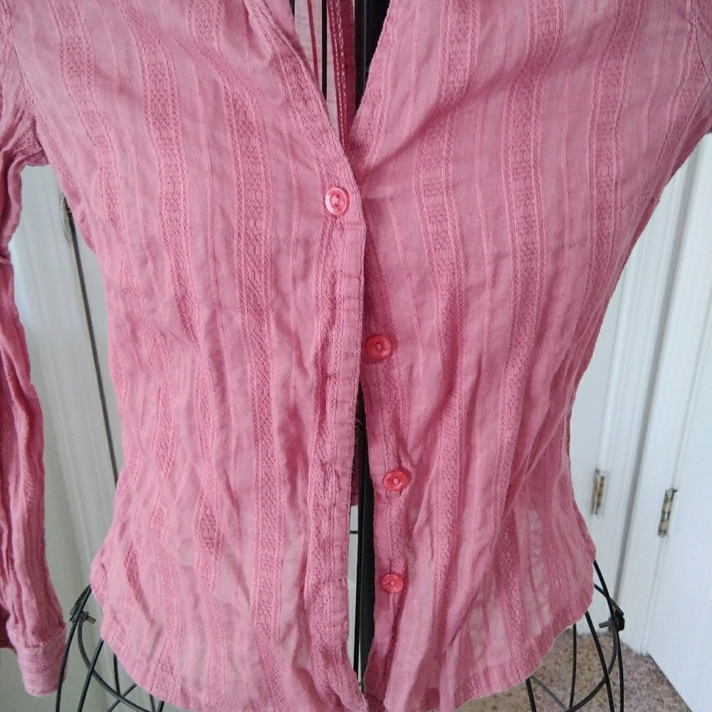 Sheer mauve pink button up